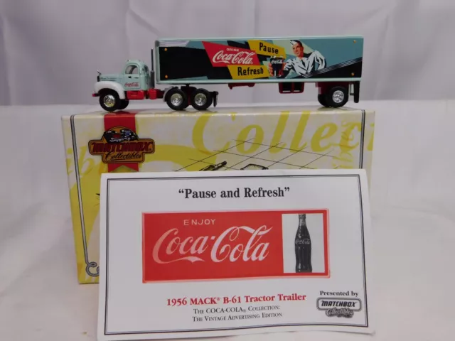 Matchbox 1956 Mack B-61 Tractor Trailer Coca Cola "Pause And Refresh" #Dym96653