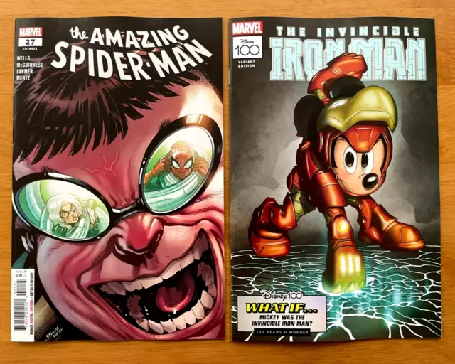 AMAZING SPIDER-MAN #27 Main  + DISNEY100 INVINCIBLE IRON MAN VARIANT NM
