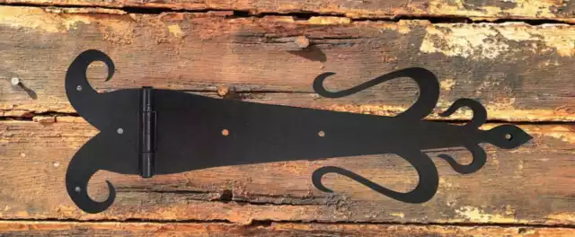 Gate Hinges Door Iron Strap Hinge Black Barn Heavy Duty Shed Pack Wrought