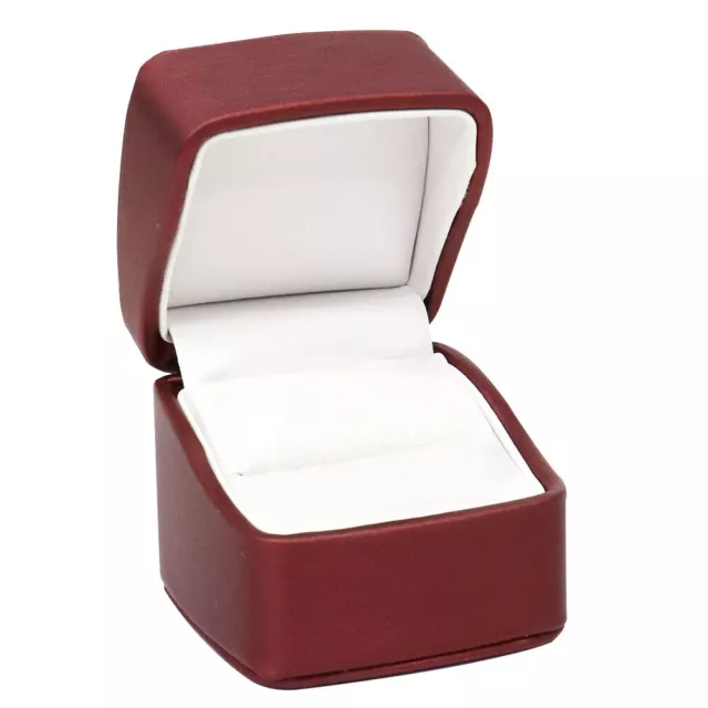 Premium Red Leatherette Jewelry Ring Boxes - Set of 12