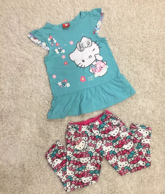 Hello Kitty Mothercare Girls Short Sleeve Tunic Top & Pants Set Size 6 Years