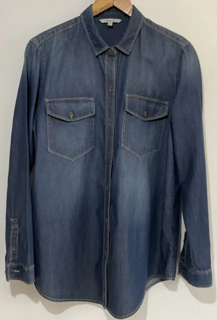 Calvin Klein Jeans Women’s Long Sleeve Denim Shirt Size M Blue Metal Buttons