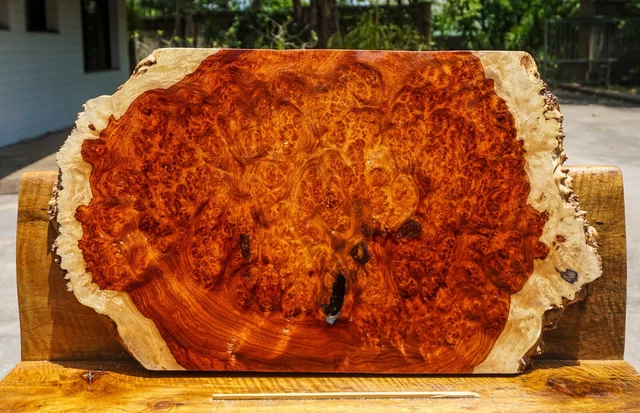 Mesa Topxi Dorada AMBYNA BURL MADERA Borde Vivo HAZLO TÚ MISMO Resina Epoxi Bloque Bofetada en Blanco