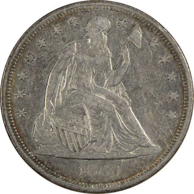1860 O Seated Liberty Dollar XF EF Extremely Fine 90% Silver SKU:I170