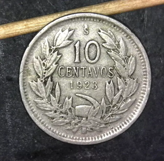 VF+/- Chile  10 Centavos  1923  Andean Condor  Nice Clean Coin!!!  001172