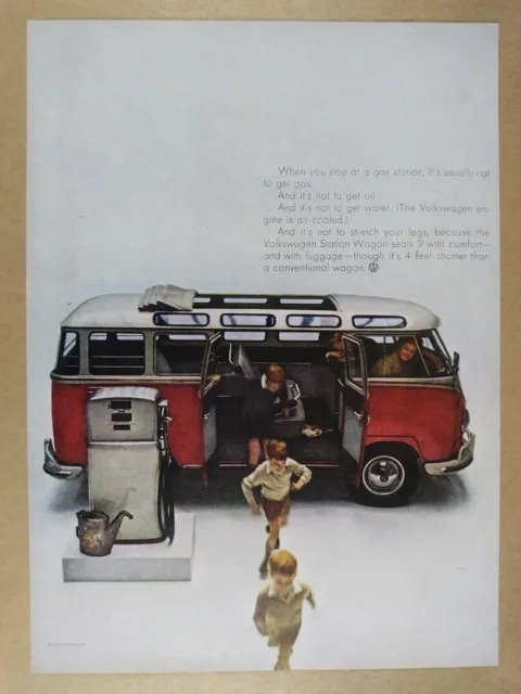 1960 VW Volkswagen Bus color photo vintage print Ad
