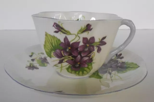 Shelley England VIOLETS Tea Cup and Saucer Vintage Fine Bone China #13821