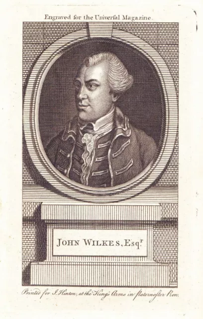 Portrait "John Wilkes, Esq." Englischer Politiker 1727-97, Punktierstich 1768