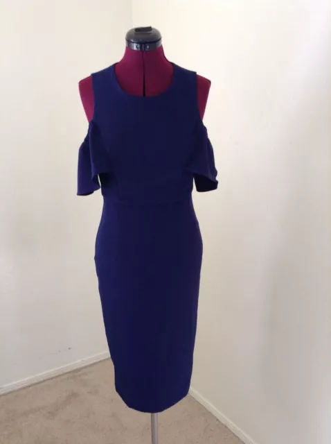 NEW BARDOT $99 'Jessie' Cold Shoulder Midi Dress*Blue Ink/Navy*S/US 6