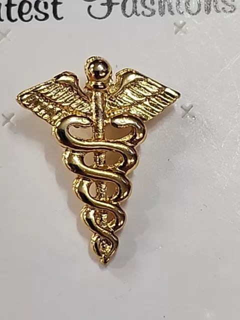 Caduceus Lapel Pin Gold Color Medical Profession Symbol Doctor Surgeon Nurse 2