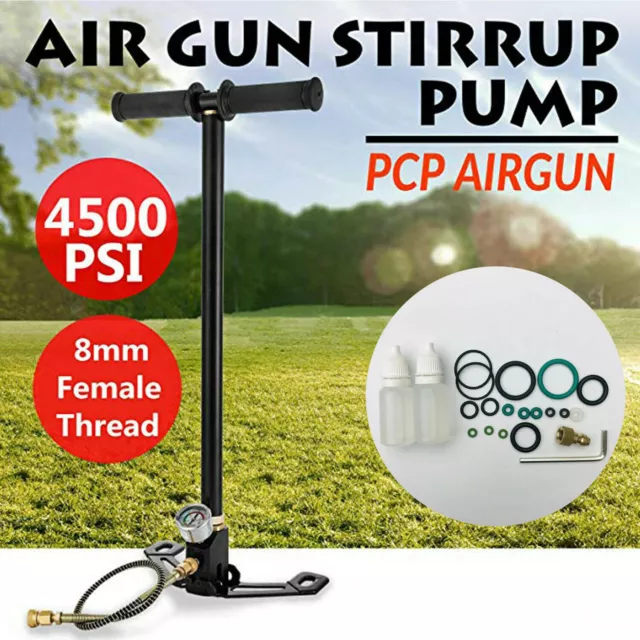 Air Gun Rifle Filling Stirrup Pump 3 Stage PCP 4500PSI Charging Hose Gas Filter