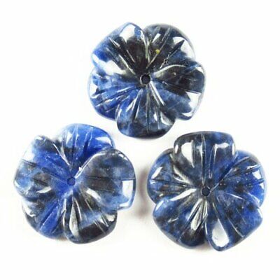 6pcs 18x4mm Carved Natural Old Sodalite Flower Pendant Bead A224