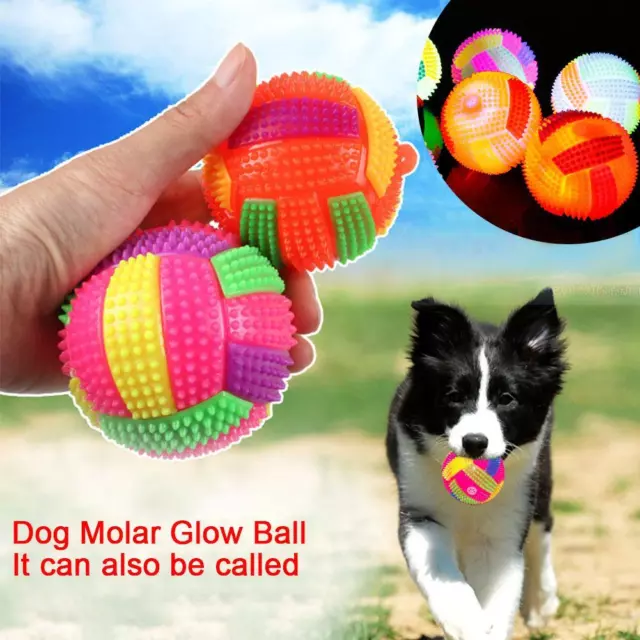 3x Pet Dog Puppy LED Light Up Flashing Play Toys Bounce Sp L7 iky Ball P4D2