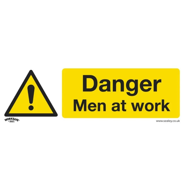Worksafe Safety Sign - Danger Men At Work - Self-Adhesive Vinyl - Pack of 10
