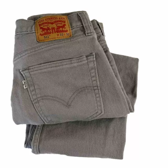 Levis 511 Gray Jeans Mens Size 33x32  Measures 32x31.5 White Tag Light Stretch