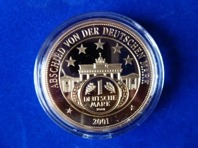 Medaille Abschied von der Deutschen Mark 2001 Ø 40 mm vergoldet #575