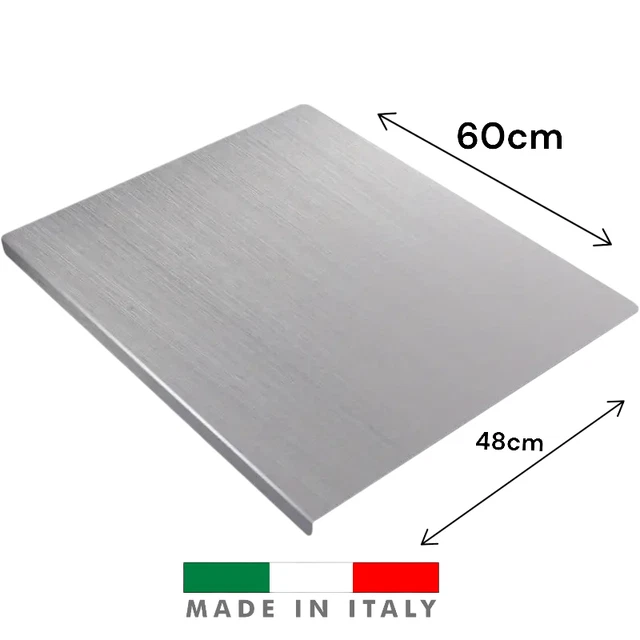 Tagliere In Acciaio Inox 400x500 Mm - Spianatoia Professionale Per Pizza, Pane E Dolci, Made In Italy