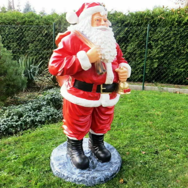 XXL Weihnachtsmann 130cm mit Sack und Glocke lebensgross  Nikolaus Santa Deko