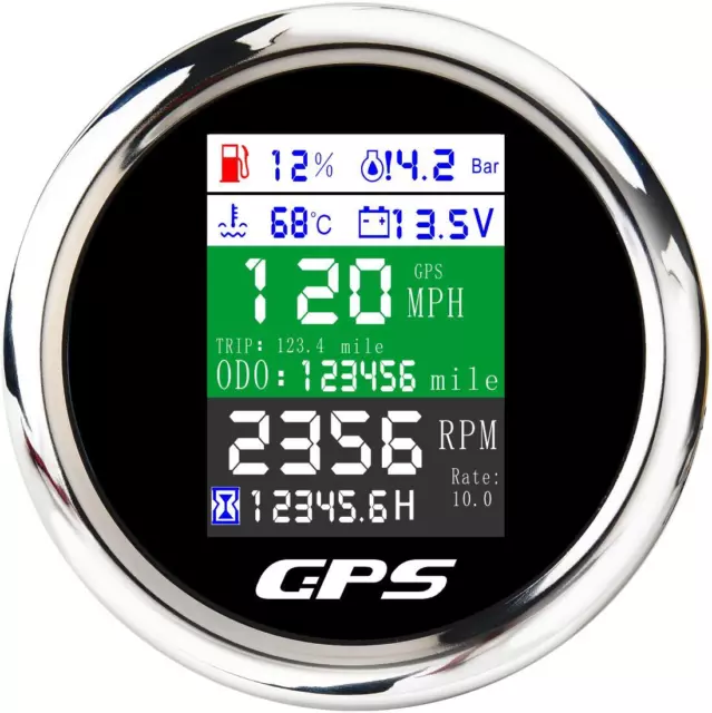 85mm Multi-function Gauge Car Marine GPS Speed Odometer Tacho Oil Pressure Gauge