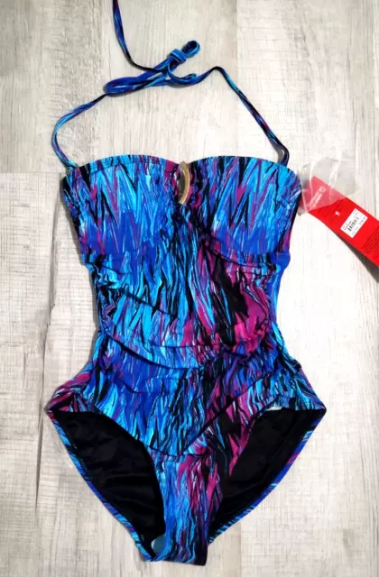 Spanx Wavelength one-piece swimsuit blue sz 6 women, convertible NWT