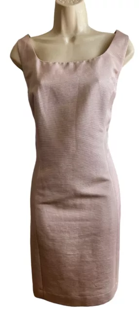 Armani Collezioni Slit Back Textured Sheath Dress Size 12 in Pink Beige 3