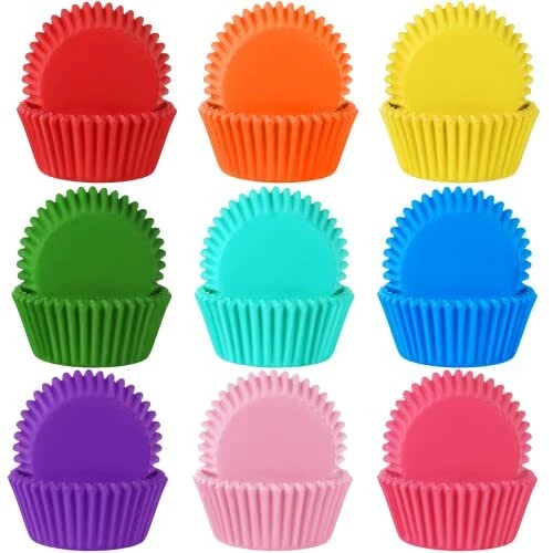 Rainbow Bright Cupcake Liners, SANNIX 450pcs Solid Colorful Baking Cups