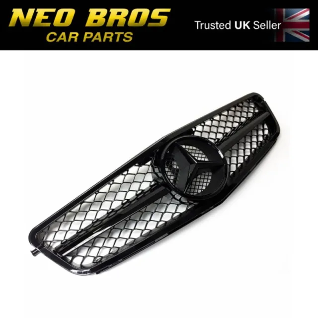 AMG Style Front Radiator Grille for Mercedes C-Class C204 W204 S204 Gloss Black