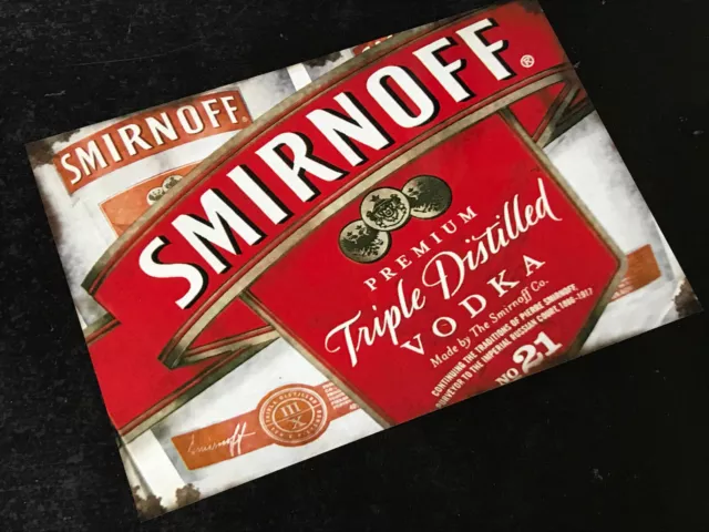 Printed Metal Sign SMIRNOFF VODKA A45 Lager Beer Vintage Retro Bar Pub Man Cave