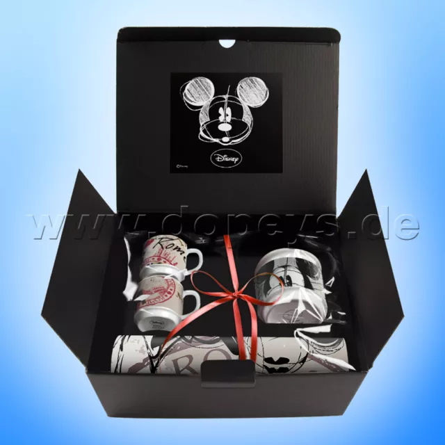 EGAN Disney Geschenkset 2 Espressotassen, Zuckerdose, Platzdeckchen Mickey Rom