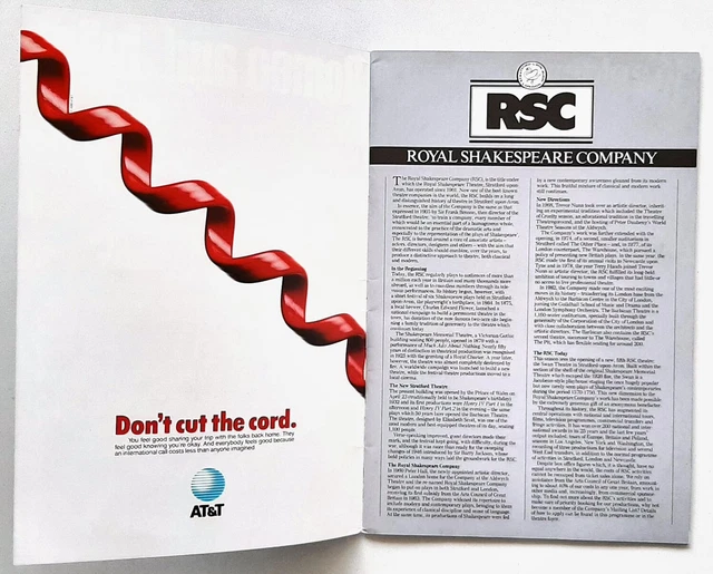 ROMEO & JULIET theatre programme Sean Bean / Michael Bogdanov RSC 1986 ...