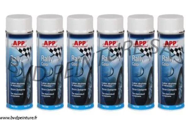 6 aérosol de peinture blanc brillant direct en 500ml auto carrosserie APP