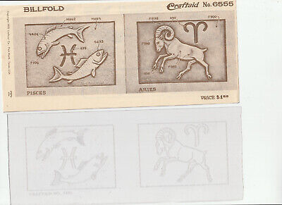 Plantilla de cuero Craftaid Billfold 6555 zodiaco Piscis Aries herramientas talla 1970