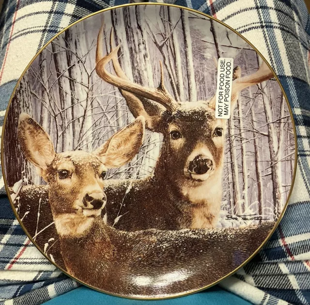 Danbury Mint Plate DEER HUNT WOODS- PRIDE OF THE WILDERNESS-SNOWY ALERT Travers