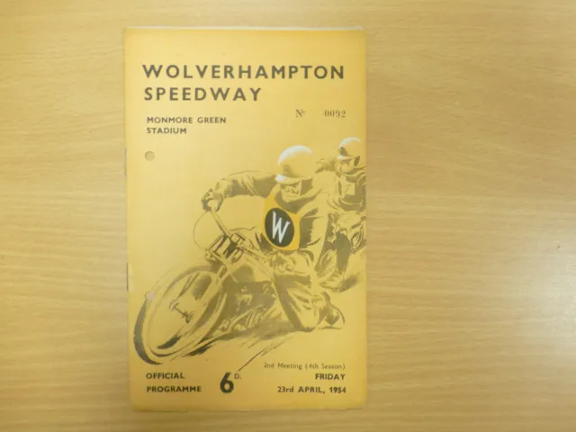 Wolverhampton Vs Coventry Speedway Programme 23/4/1954