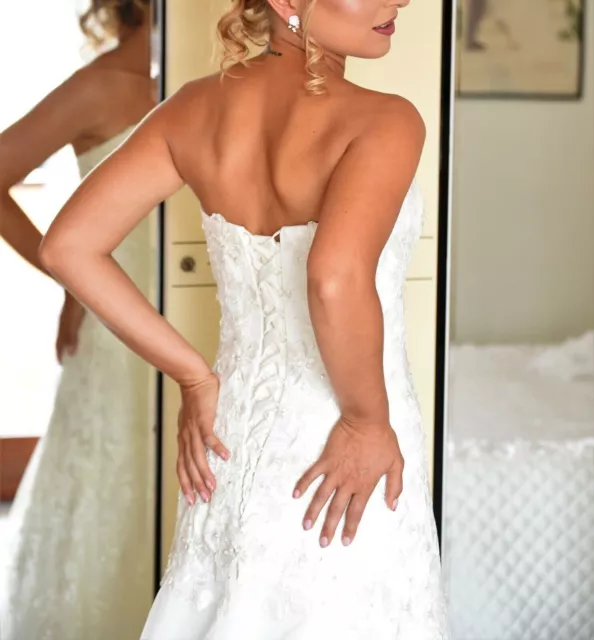 Abito Vestito da sposa a Sirena con Ricami In pizzo Più Scarpe più velo