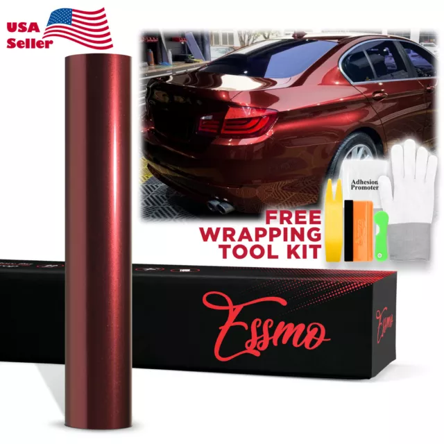 ESSMO PET Super Gloss Metallic Vampire Red Vehicle Vinyl Wrap Decal Like Paint