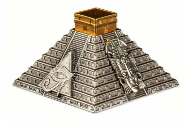 5oz Silver 999.9 MAYAN PYRAMID OF CHICHEN ITZA & 50 Cordobas Nicaragua 2022
