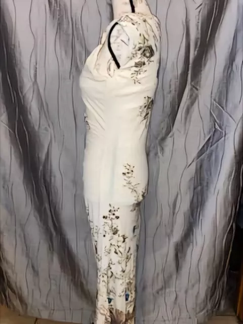 VINTAGE ROBERTO CAVALLI White Dress Size 46 Floral Stretch Made in ...