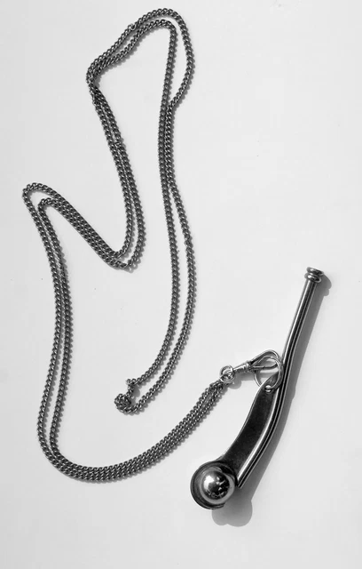 Vintage Maritime Boatswain Call Nickel-Plated Bosun Pipe Whistle with Chain
