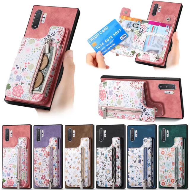 For Galaxy Note 9 10 20 Ultra/S22 S23 Ultra Case , Painted Zipper leather Cover