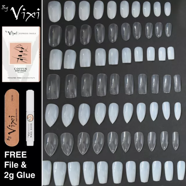 50-600x False Nails  STILETTO ✔ COFFIN ✔ OVAL ✔ SQUARE Natural & Opaque 💖 Vixi