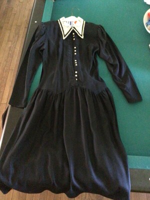 Vintage Gunne Sax By Jessica McClintock Lace & Prairie Dress Size 7 Black.