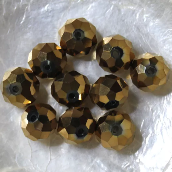 10 CITROUILLES  -  Cristal de Bohême  -  8 X 10 MM  -  CRYSTAL DORADO  ZX