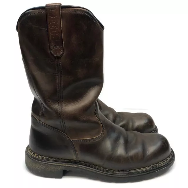 RED WING PECOS Brown Leather Pull-On Work Boots USA Size 8D #ASTM F ...