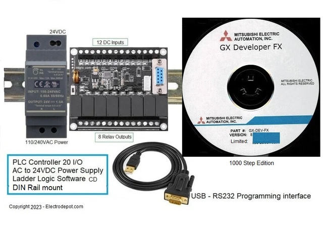 PLC PROGRAMMABLE MITSUBISHI FX Controller KIT Professional Programming ...