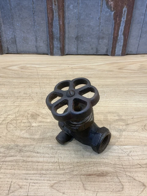 ANTIQUE WATER VALVE STEAMPUNK Industrial Cool Handle BRASS Salvage Repurpose ￼