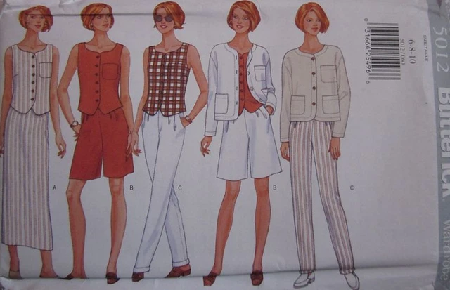 5012 UNCUT Vintage Butterick SEWING Pattern Jacket Top Skirt Shorts Pants FF OOP
