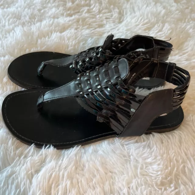 Steve Madden Women’s Simple Black Ankle Gladiator Strap Sandals Size 9.5