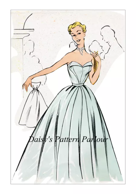 1950s Vintage Sewing Pattern Plunge Wiggle Dress Bullet Bra Diana
