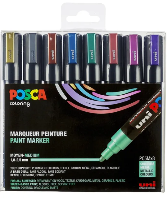 POSCA Pigmentmarker POSCA PC-5M 8er Box farbig sortiert
